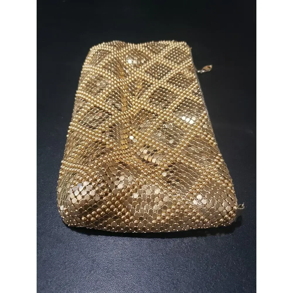 Bags By Marla Gold Metal Mesh Clutch / Handbag 2 Pockets & Zipper Wedding